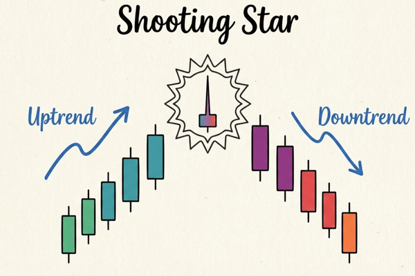 ilustrasi apa itu shooting star candle - ultima markets