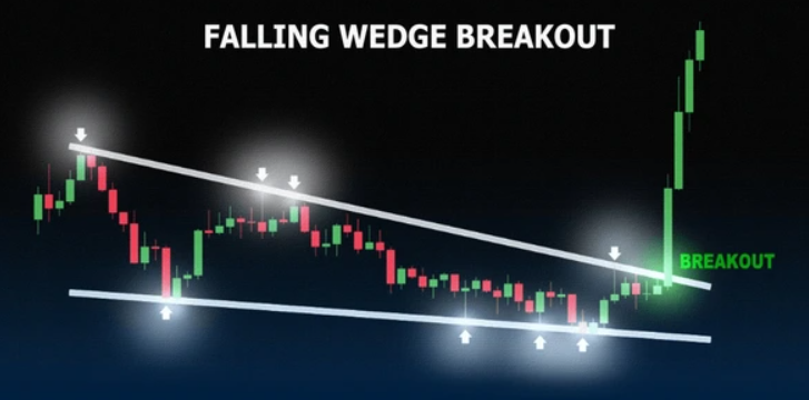 Contoh Falling Wedge Breakout
