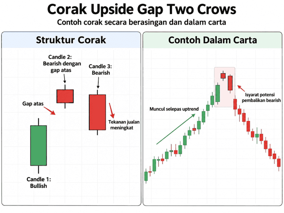 corak upside gap two patterns