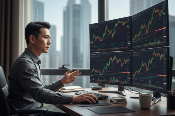Trader quan sát biểu đồ swing trading