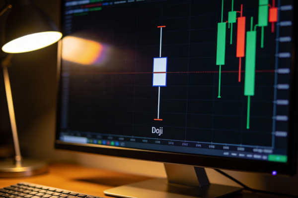 Biểu đồ nến Doji với bóng trên dưới dài