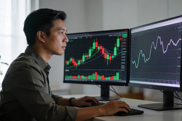 Trader theo dõi động lượng trên biểu đồ giá