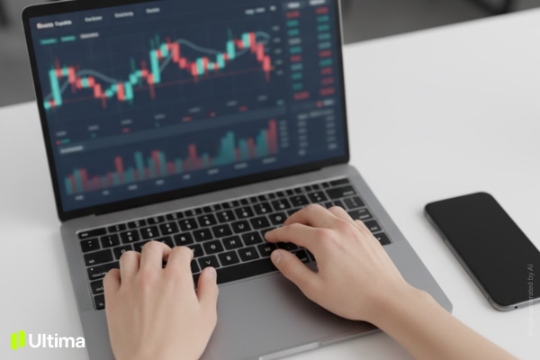 Trader quản lý danh mục đầu tư trên nền tảng giao dịch hiện đại