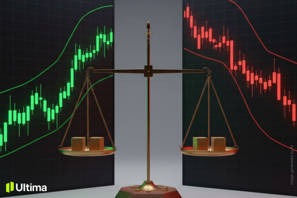 Khái niệm cân bằng rủi ro và lợi nhuận trong giao dịch Forex với biểu đồ nến