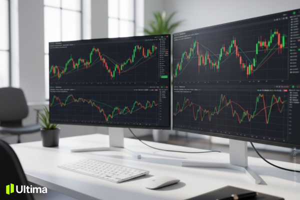 Trader phân tích thị trường ngoại hối và biểu đồ tỷ giá