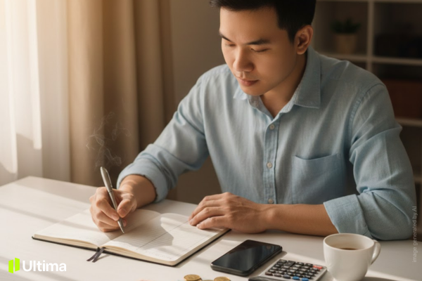 Lập kế hoạch tài chính cá nhân cho người mới, góc làm việc và sổ ghi chép