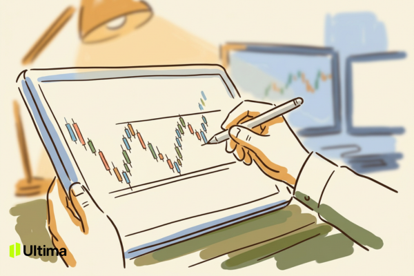 Trader vẽ đường hỗ trợ và neckline trên biểu đồ để xác nhận mô hình 3 đáy