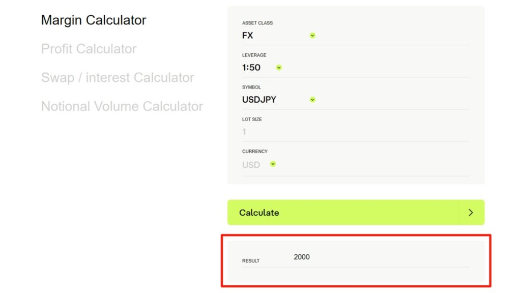 Ultima Markets trading calculator features- ultima markets