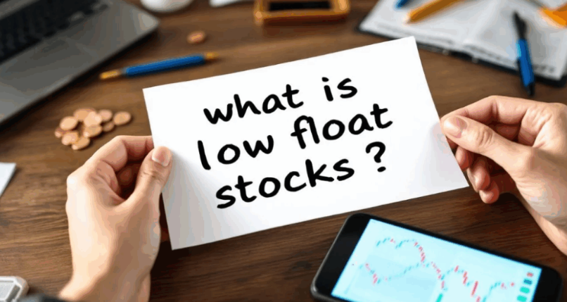 human hand holding a paper that says "what is low float stocks?"