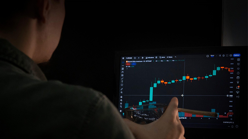 Candlestick chart overlaid with volatility curve-ultima markets
