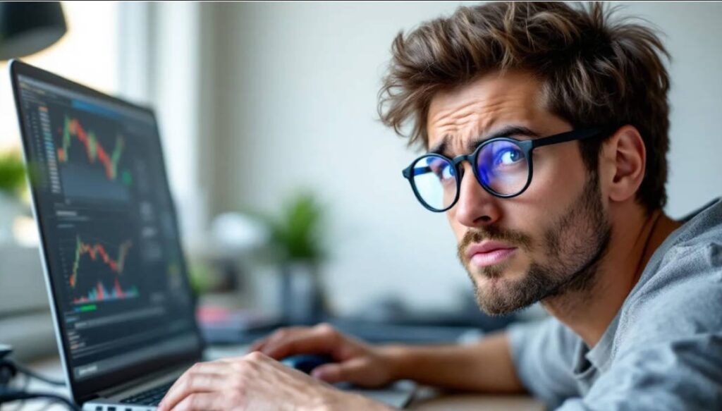A guy looking confused about the difference between trade copier and copy trading.