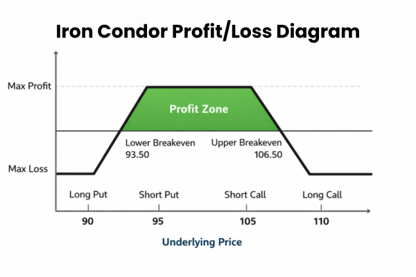Iron condor profit and loss diagram. - Ultima Markets