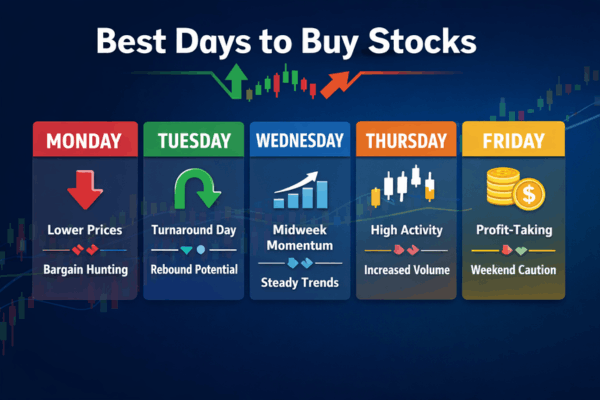 Here is a visual of the best day to buy stocks from monday to friday  with its relevant purpose. - Ultima Markets