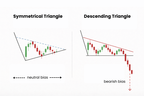 See the difference between Symmetrical vs. Descending Triangle. - Ultima Markets