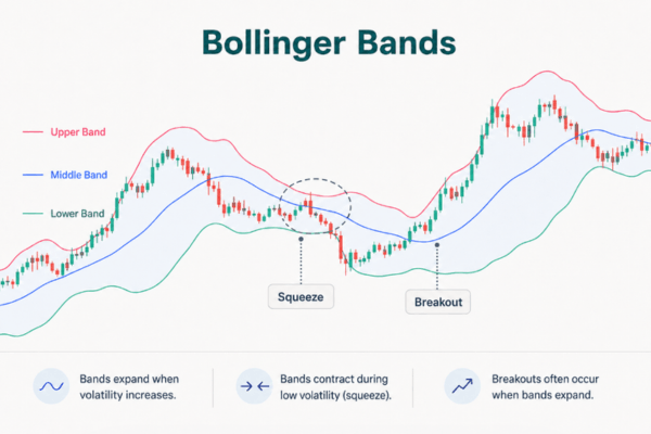 Bollinger Bands are another popular volatility indicator used to measure price expansion and contraction. - Ultima Markets