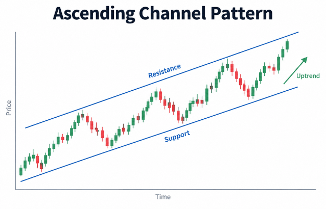 The ascending channel pattern is a popular technical analysis chart pattern used by traders to identify an established uptrend. - Ultima Markets