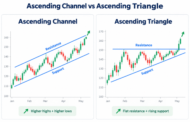 Ascending Channel Pattern vs the Ascending Triangle Pattern. - Ultima Markets